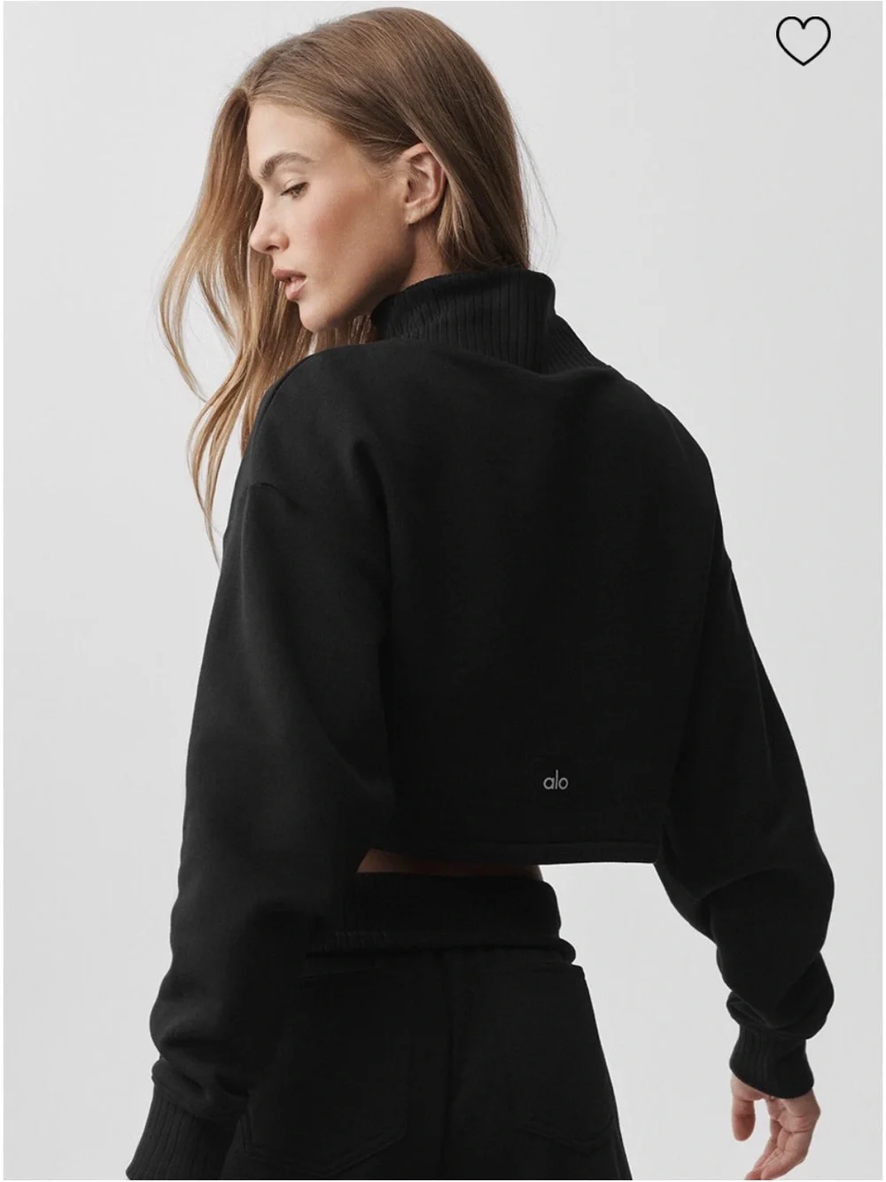 Alo Black Serenity Cropped Mock-Neck Top - Women